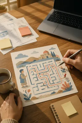 Maze Puzzle on Desk Problem Solving