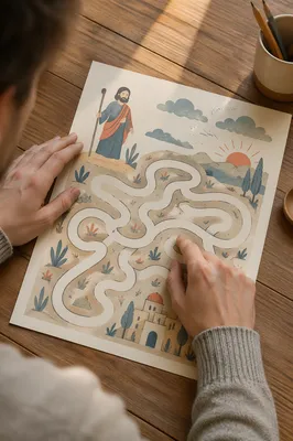 Maze Puzzle Desk Problem Solving Scene