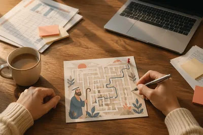 Maze Puzzle on Desk for Problem Solving