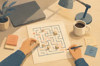 Maze Puzzle Desk Strategy Concept