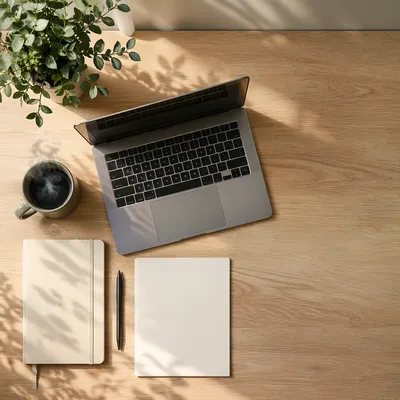 Minimalist Home Office Desk with Coffee
