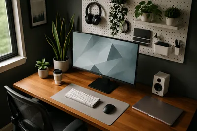 Minimalist Home Office Desk with Coffee