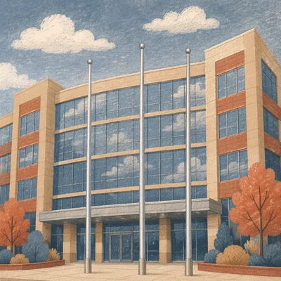Modern Curved Glass Office Building Exterior