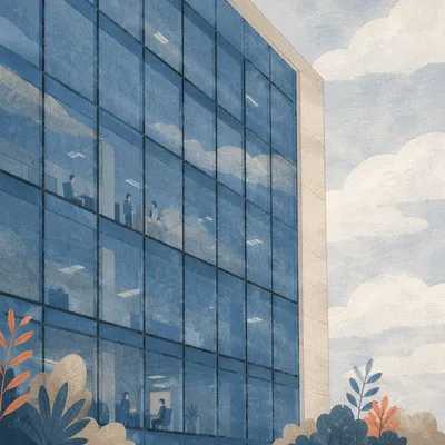 Modern Glass Office Facade Exterior