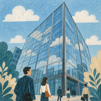 Modern Glass Office Tower Exterior View