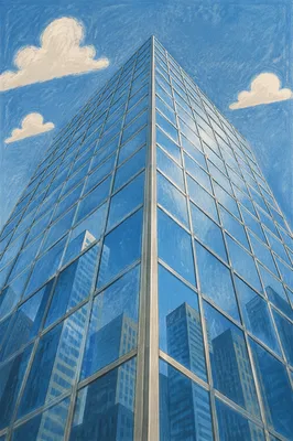 Modern Glass Office Tower Upward Perspective