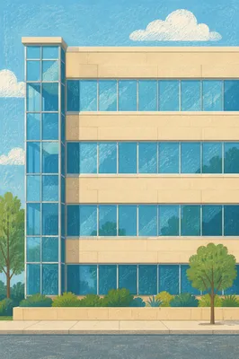 Modern Glass Office Facade in Daylight
