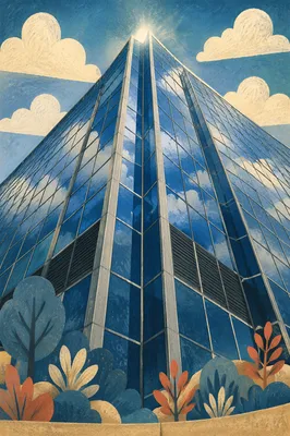 Modern Glass Office Tower Upward View
