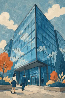 Modern Glass Office Tower Exterior View