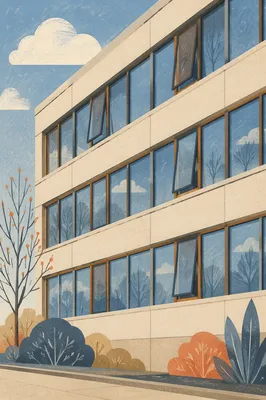 Modern Glass Office Facade in Daylight