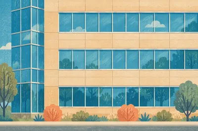 Modern Glass Office Facade in Daylight
