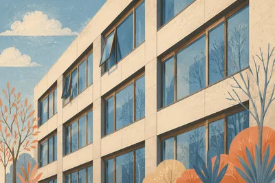 Modern Glass Office Facade in Daylight