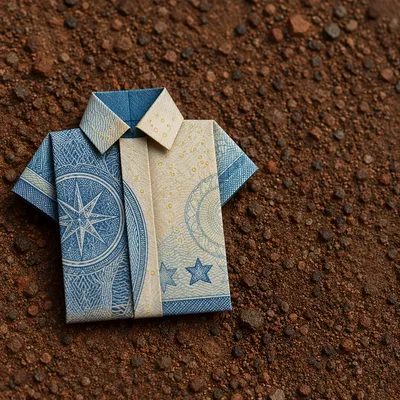Origami Dollar Shirt on Earthy Gravel