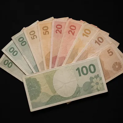 Fan Shaped Cash Bills on Black