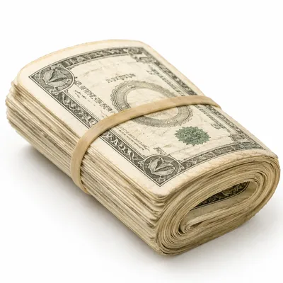 Rolled Dollar Bills on White Background