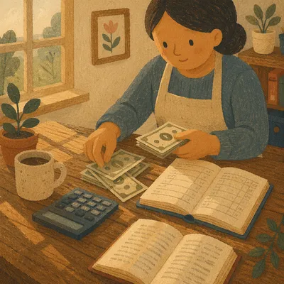 Small Business Cash Stewardship on Wooden Desk