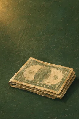 Folded Dollar Bills on Green Tabletop