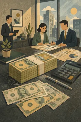 Stacked Cash and Office Finance Still Life