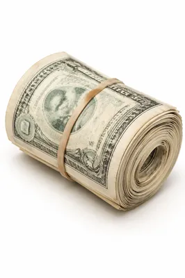 Rolled Dollar Bills on Clean White Background