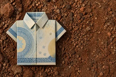 Origami Money Shirt on Earthy Gravel