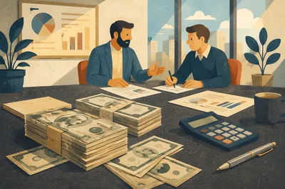 Stacked Cash and Office Finance Scene