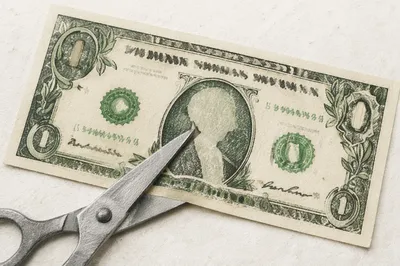 Scissors Cutting Dollar Bill Cost Concept
