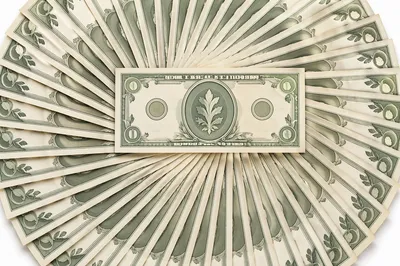 Dollar Cash Sunburst on White Background