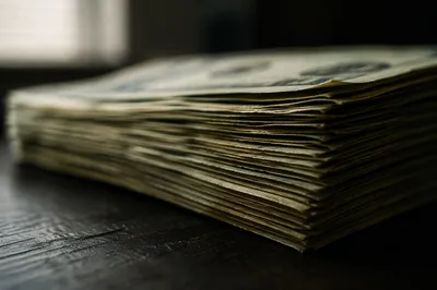 Moody Macro Stack of Dollar Bills