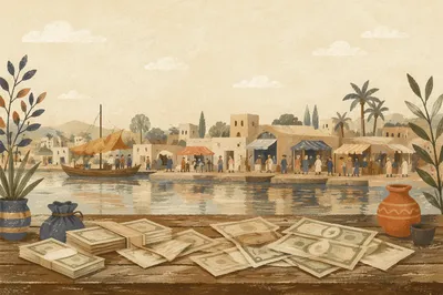 Currency Stacks at Historic Waterfront Market