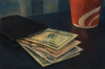 Fanned Dollar Bills on Dark Table