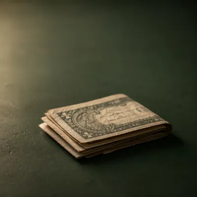 Folded Dollar Bills on Green Tabletop