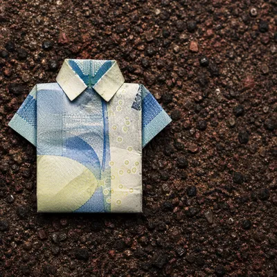 Origami Banknote Shirt on Earthy Gravel