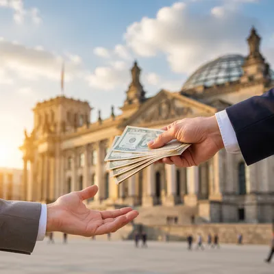 Cash Handoff Outside Financial Building