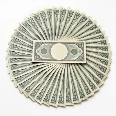 Dollar Cash Fan on White Background