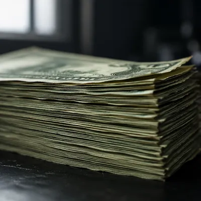 Macro View of Stacked Dollar Bills