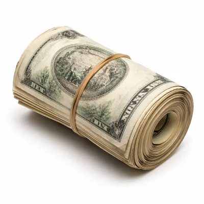 Rolled Dollar Bills on White Background