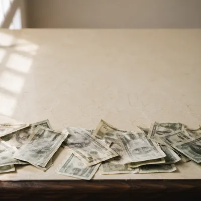 Scattered Cash on Warm Business Tabletop