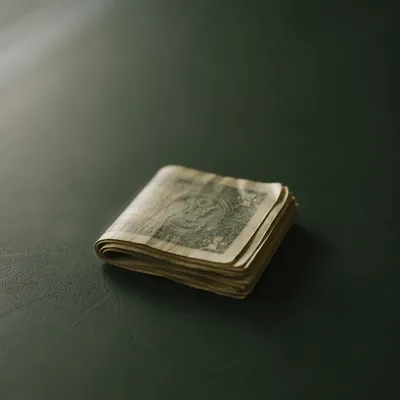 Folded Dollar Bills on Green Tabletop