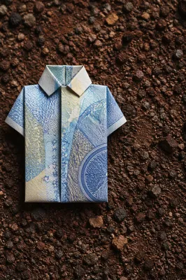 Origami Dollar Shirt on Rustic Gravel