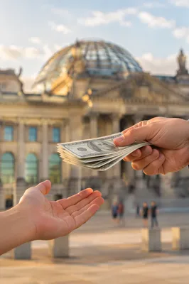 Cash Handoff Near Financial Building