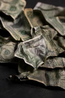 Moody Close-Up of Crumpled Dollar Bills