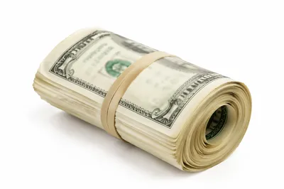 Rolled Dollar Bills on White Background