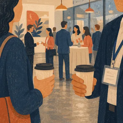 Professional Networking Event in Modern Atrium