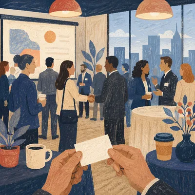 Professional Networking Conference Lounge at Dusk