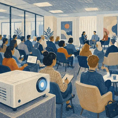 Professional Networking Conference in Modern Meeting Room
