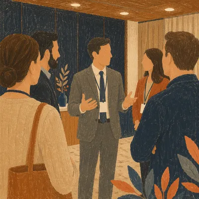Professional Networking Circle in Conference Room
