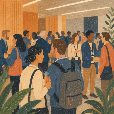 Professional Networking Event in Modern Conference Venue