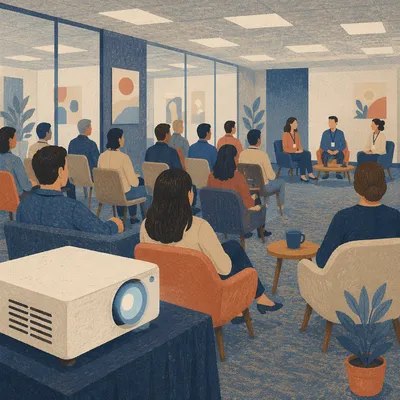 Professional Networking Conference in Modern Meeting Room