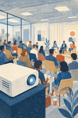 Professional Networking Conference in Modern Meeting Room