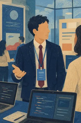 Professional Networking Conference Booth Conversation